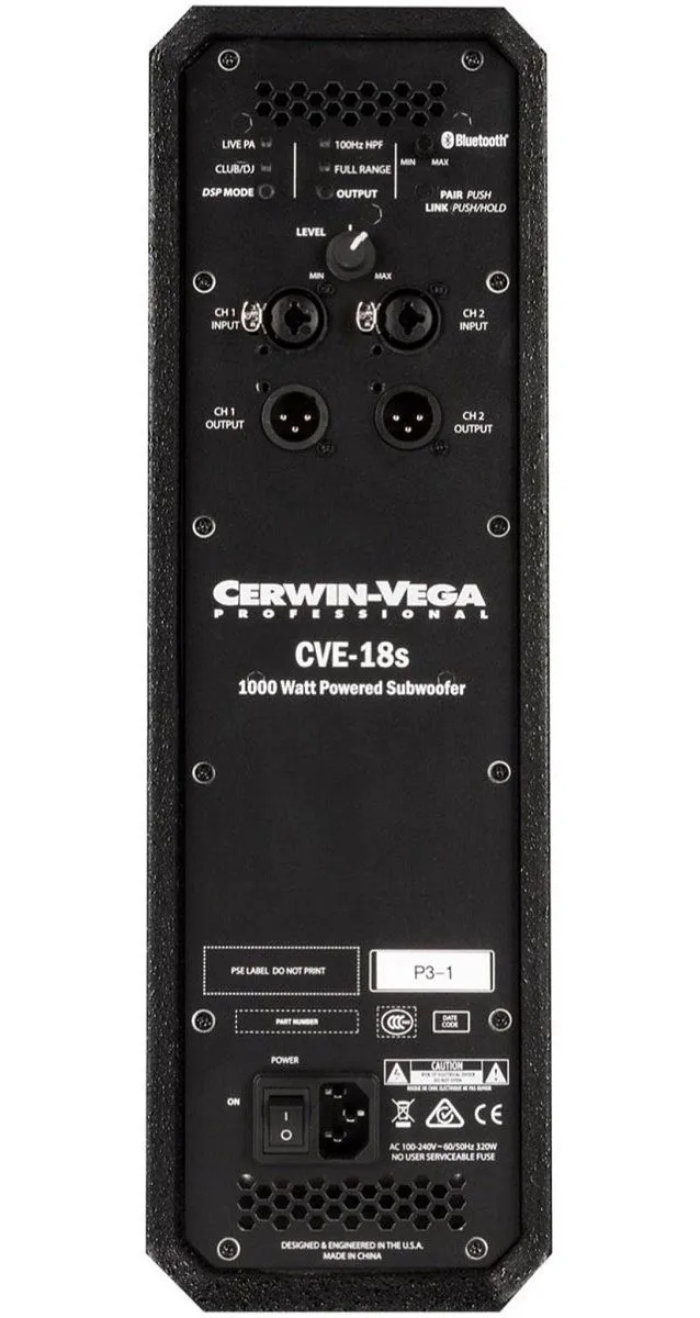 Subwoofer Activo Cerwin Vega CVE-18S-NA de Uso Profesional con Conectividad Bluetooth, Unidad de 18" - Image 5
