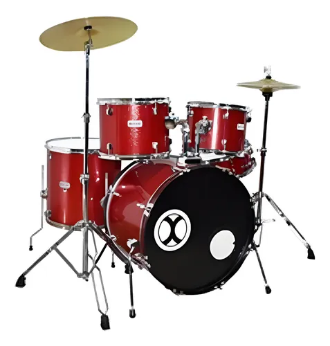 Batería Profesional EXBT074 Extreme Rojo Sparkle 5 Pzas Aro Color Cromo