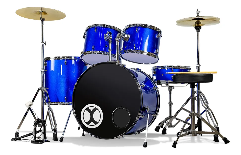 Batería Profesional EXBT064 Extreme Azul Metálico 5 PZS Aro Color Cromo