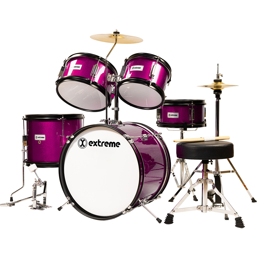 Batería Junior EXBT027 Extreme Rosa 5 Pzas Aro Negro