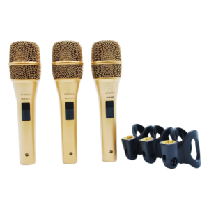 Kit de 3 Micrófonos Dinámicos Vocales Harden KMI-83 Cardioide con Estuche