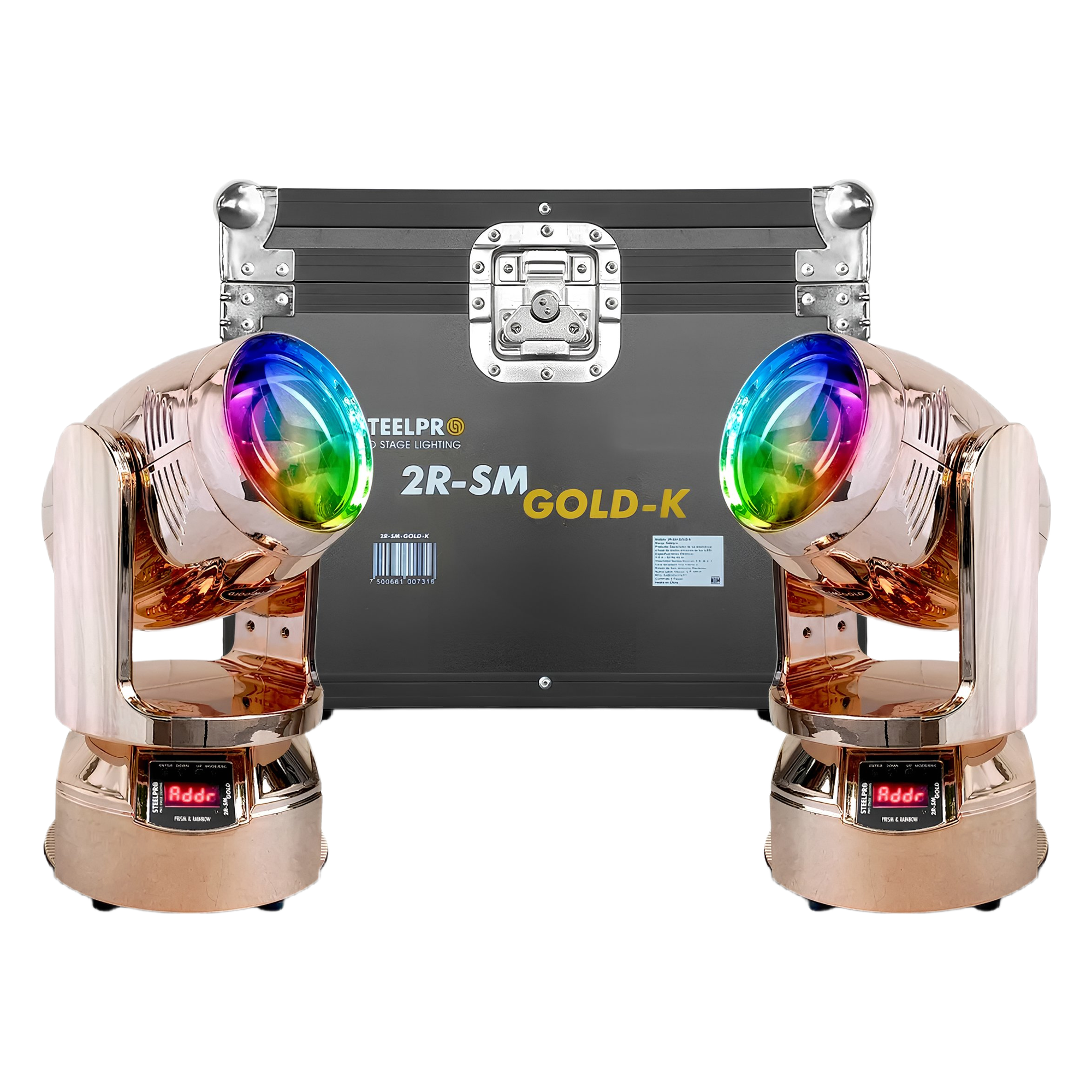 Cabeza Móvil Beam Steelpro 2R-SM-GOLDK de 150W (Par con Case)