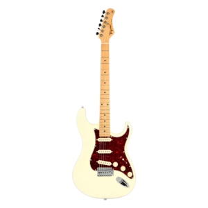 Guitarra Eléctrica Tagima Tipo Stratocaster, Color Blanco Olímpico con Mica Vino, Cuerpo de Tilo Americano, Cabeza y Brazo Maple Barnizado, con 3 Pastillas Single Coils USA TG-530-OWH-LF-TT