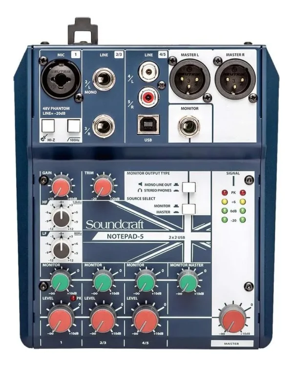 Mezcladora Analógica Soundcraft NOTEPAD-5 de Escritorio con USB
