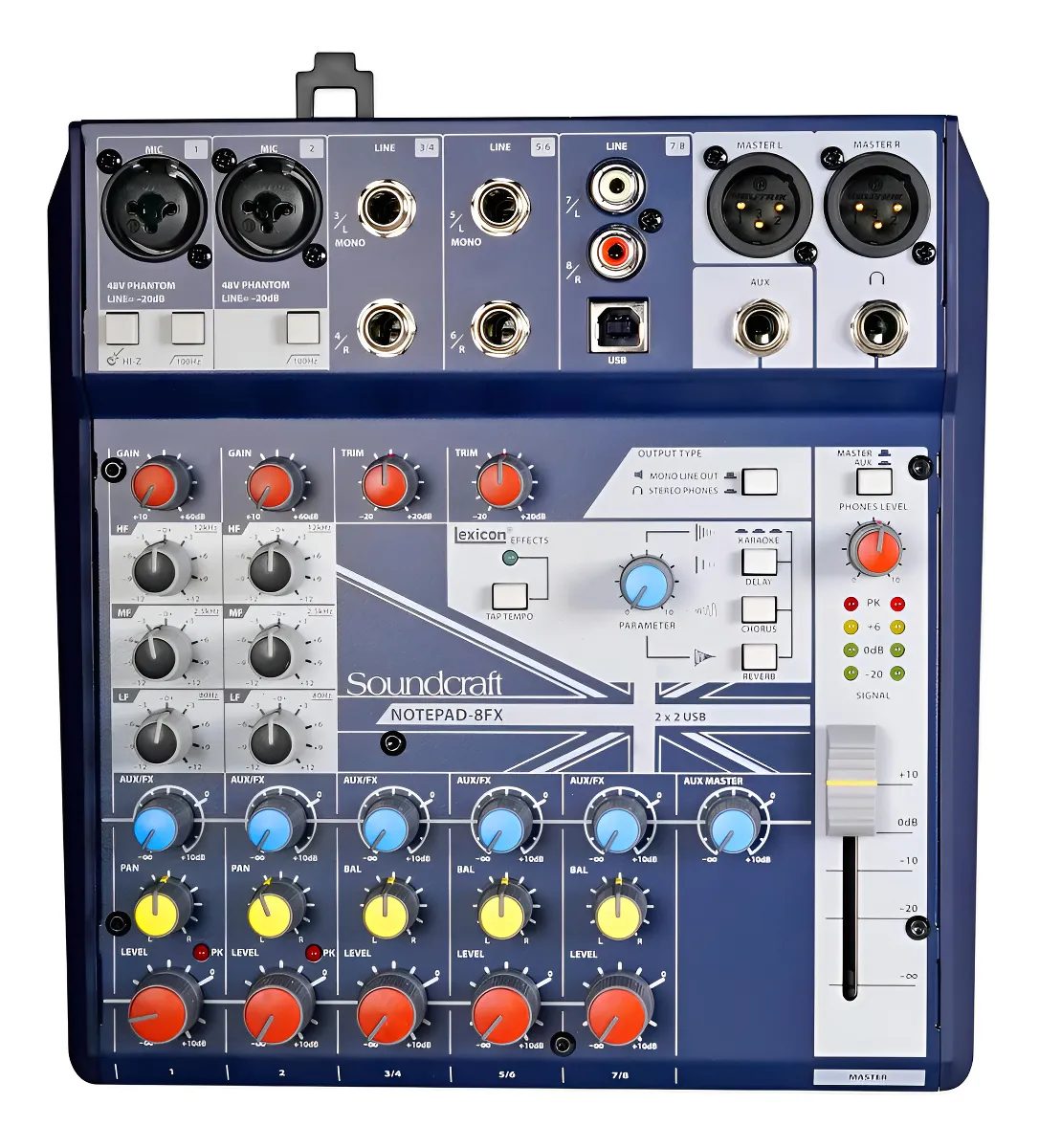 Mezcladora Analógica Soundcraft NOTEPAD-8FX con Efectos Lexicon y USB