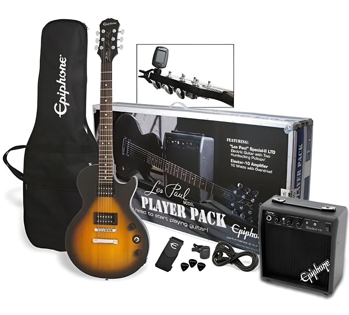 Paquete de Guitarra Epiphone Les Paul Player Pack 120V Sombreado PPEG-EGL1VSCH1 MLIW