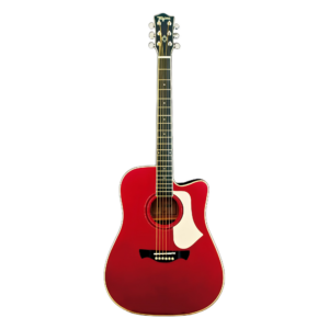 Guitarra Electroacústica Serie Latam Tagima Manzana Roja Satinada Pastilla TEQ-8, Tapa de Abeto Sólido y Laterales de Agatis ANDES-EQ-CAS-DF