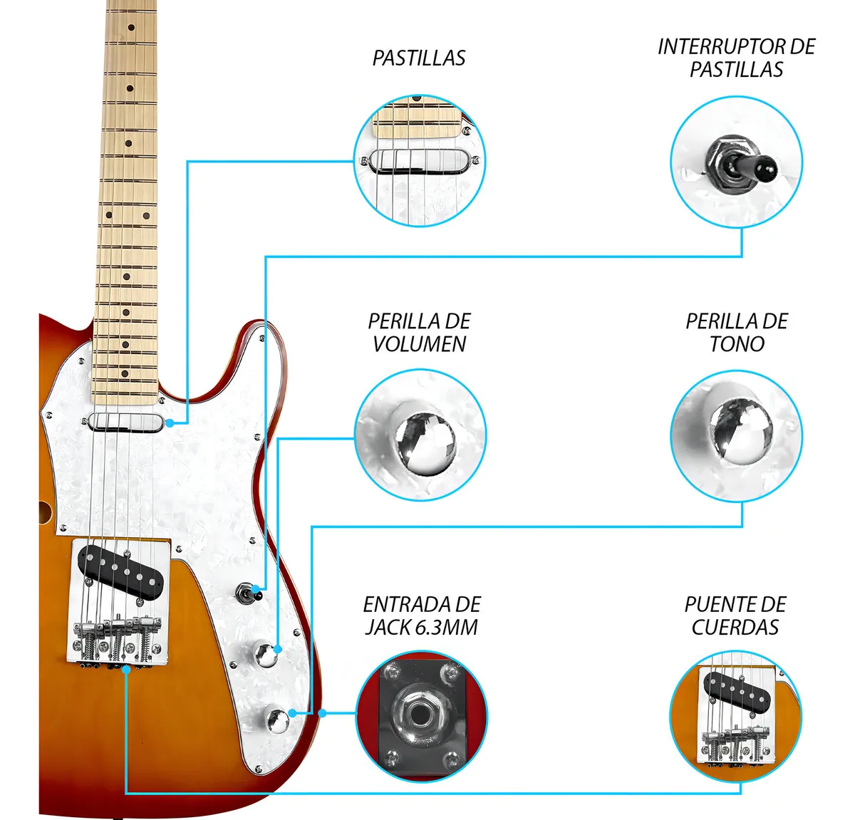 Guitarra Eléctrica Premiata Antique Sunburst TC 035 PG - Image 3