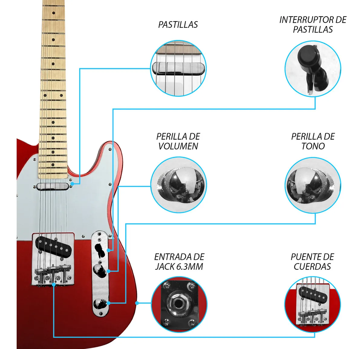 Paquete de Guitarra Eléctrica Steelpro 029-SK Roja - Image 4
