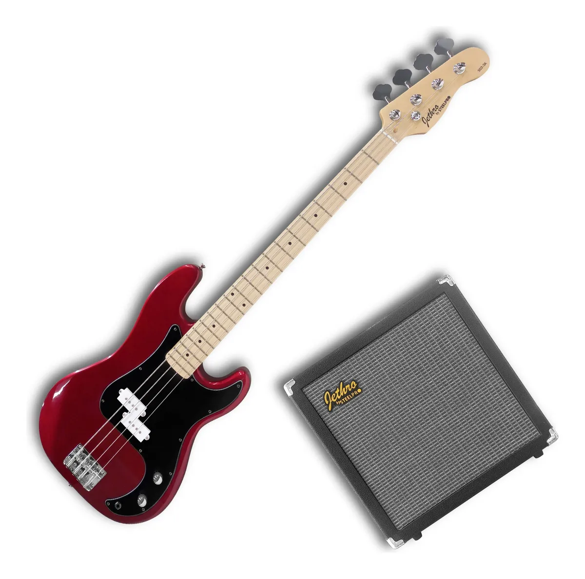 Paquete de Bajo Eléctrico Steelpro 502-SK Rojo
