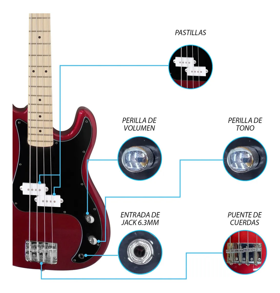 Paquete de Bajo Eléctrico Steelpro 502-SK Rojo - Image 4