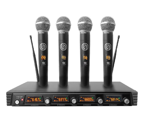 Paquete 4 Micrófonos Inalámbricos Steelpro UHF-907
