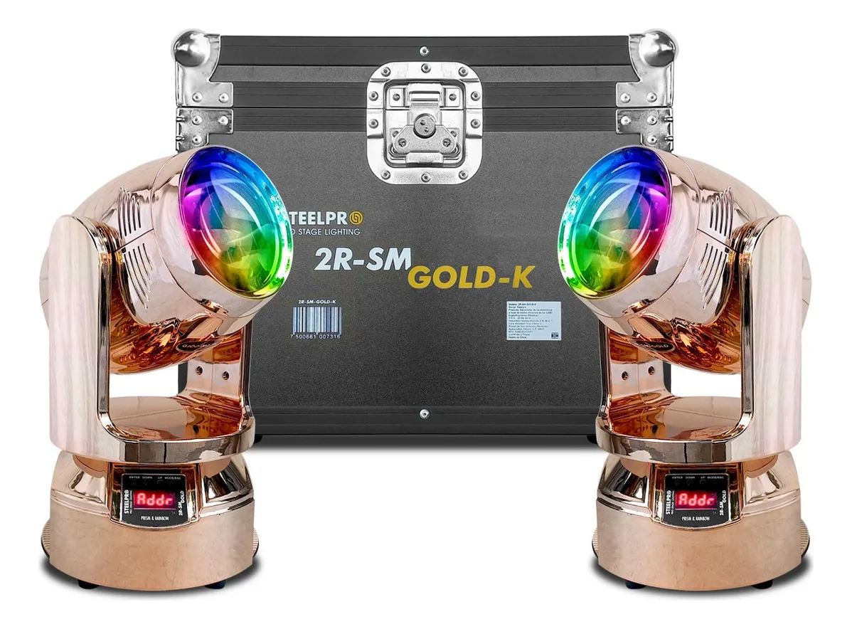 Cabeza Móvil Beam Steelpro 2R-SM-GOLDK de 150W (Par con Case)