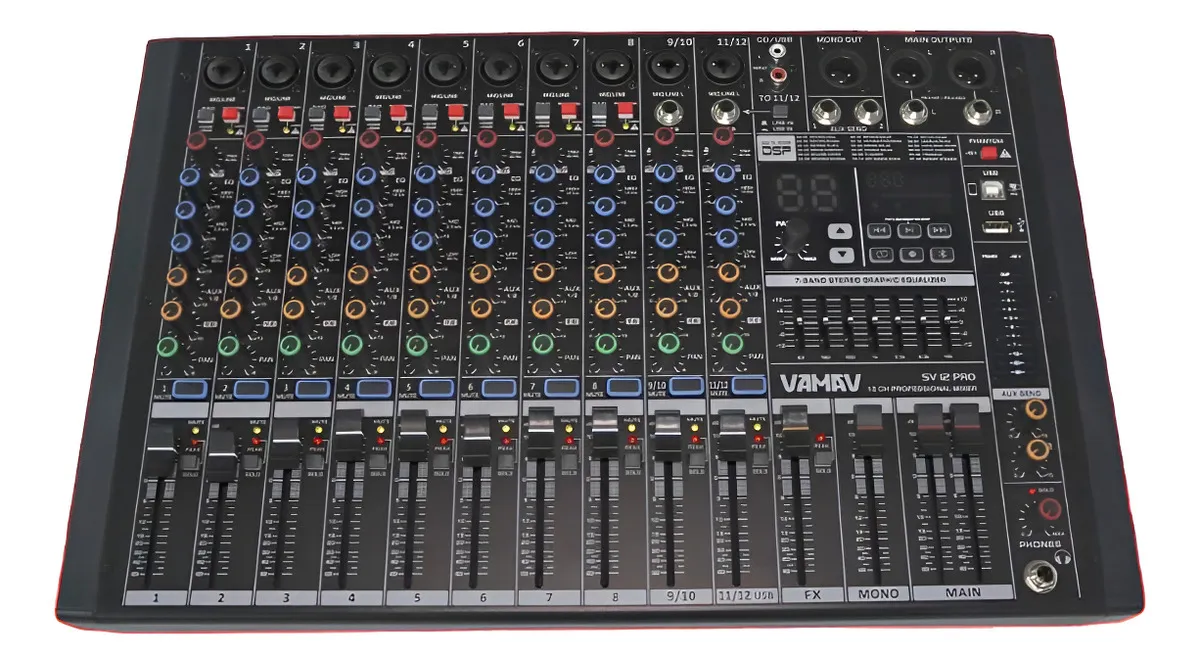 Mezcladora de Audio Vamav SV 12 Pro 12 Canales con Efectos Digitales