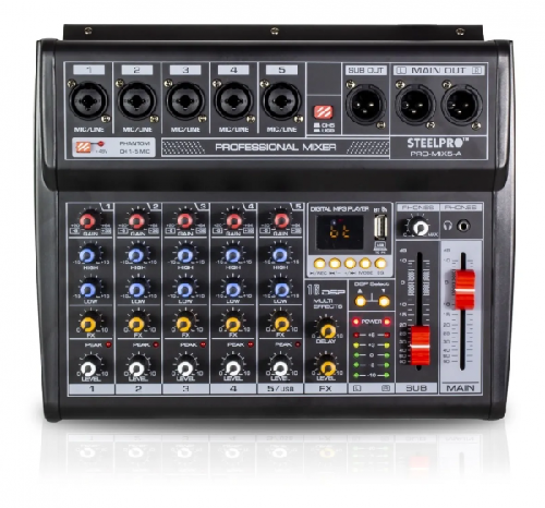Consola Amplificada Steelpro PRO-MIX5-A 5 Canales