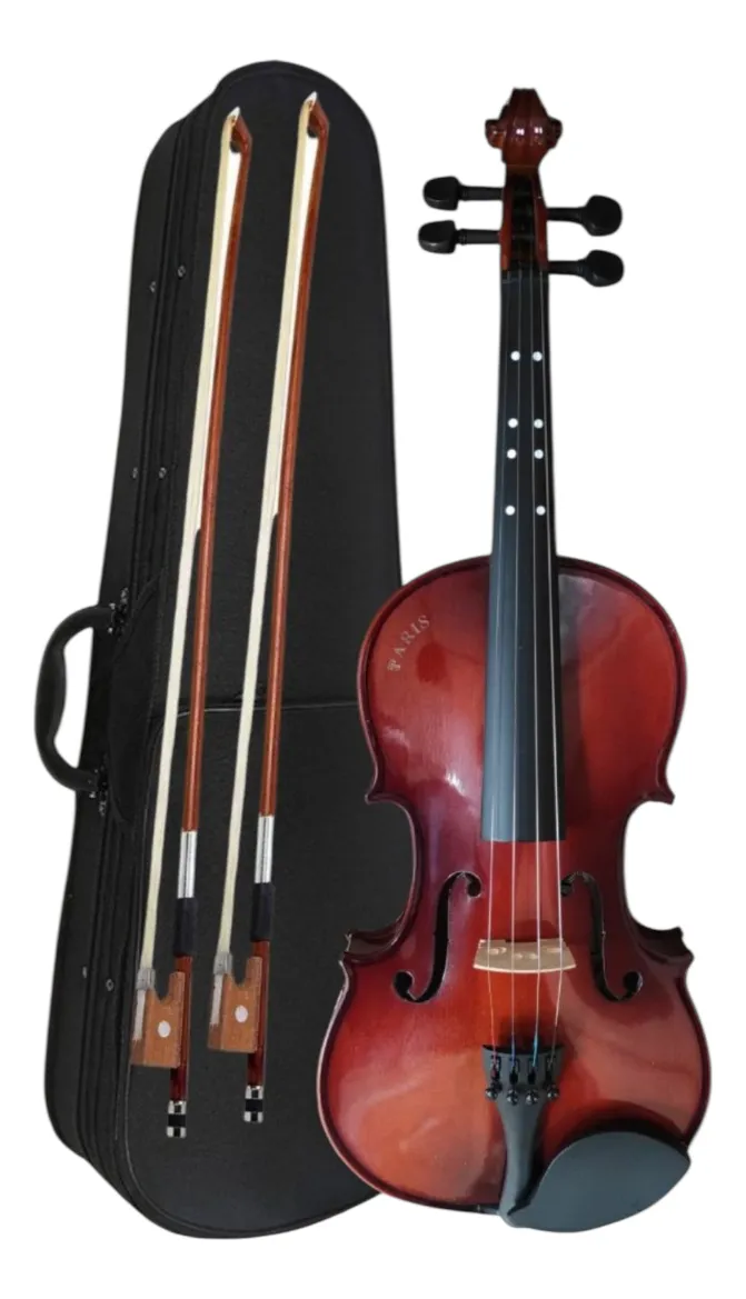 Violín Paris 4/4 Tapa Maciza Abeto Brillante Kit Deluxe MV012RS-4-4