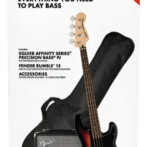 Paquete de Bajo Eléctrico de 4 Cuerdas Fender PJ BASS LRL 3TS R15 MLIW AX
