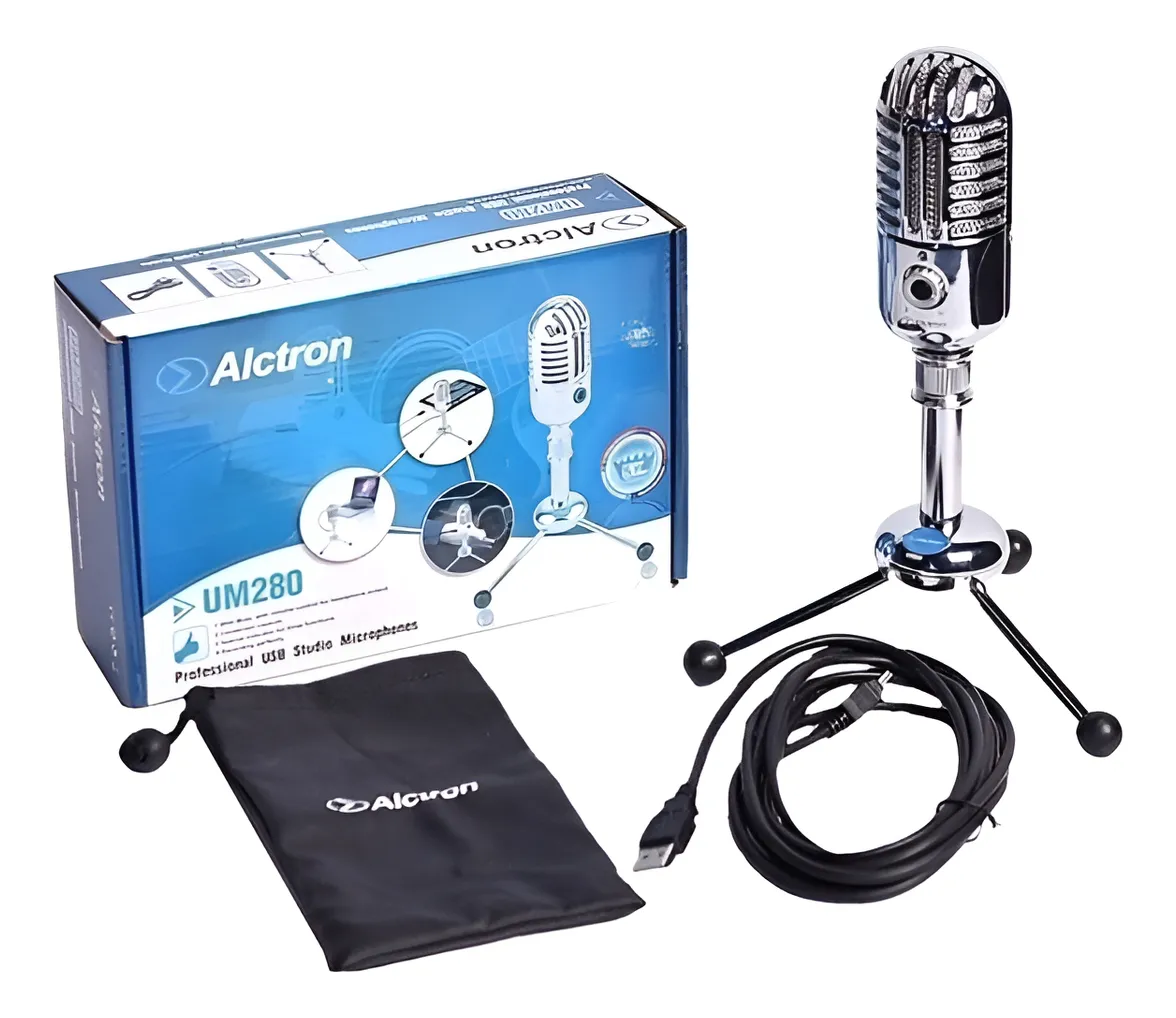 Micrófono de Condensador USB Alctron UM280 de Gran Diafragma para Podcast