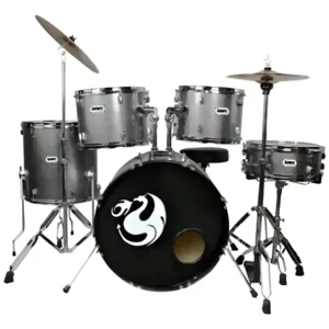 Batería Acústica Profesional Century 5 Pzas Aro Cromo, Gris Sparkle - CNBT061