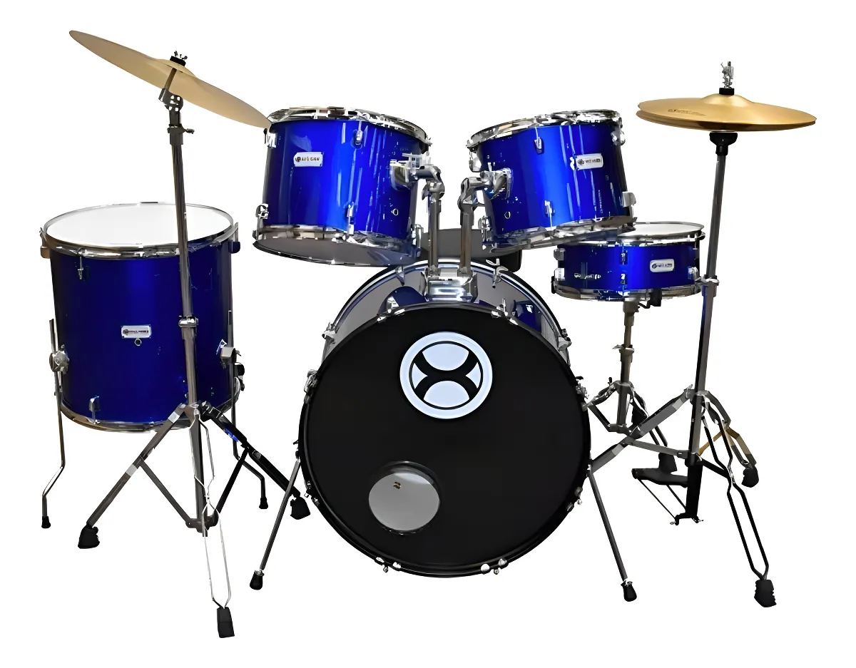 Batería Profesional Extreme 5 Pzas Aro Cromo, Azul Metálico - EXBT064