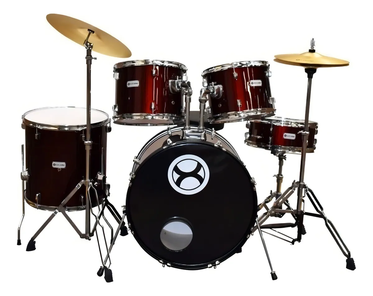 Batería Profesional Extreme 5 Pzas Aro Cromo, Vino - Instrumento Musical EXBT065