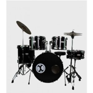 Batería Profesional Extreme 5 Pzas Aro Cromo, Negra - Instrumento para Baterista EXBT063