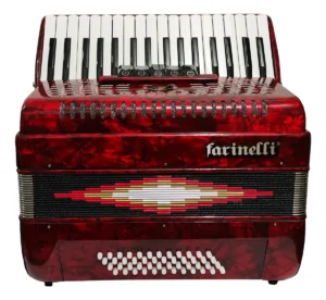 Acordeón de Teclas Farinelli 1307R Rojo 34 Teclas 48 Bajos 5 Registros