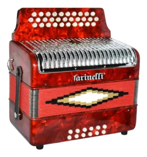 Acordeón Farinelli 3012RP Tono Sol Rojo Parrilla Metal 31 Botones 12 Bajos