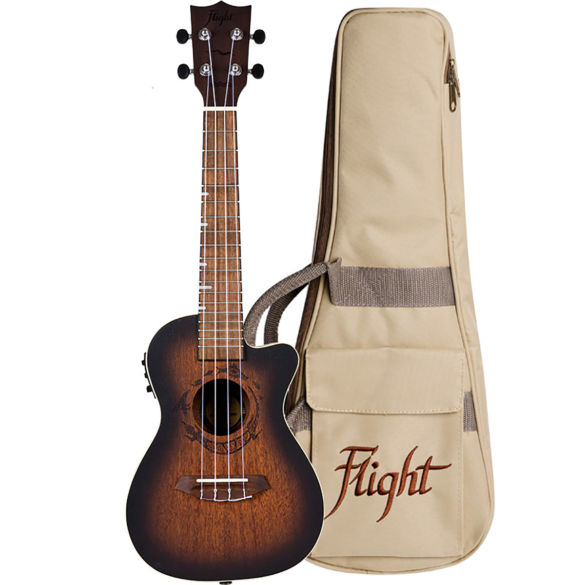 Ukulele soprano electroacústico Flight DUC 380 CEQ Amber