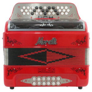 Acordeon Moretti Milan 34 Botones 3 Registros Tono de Sol Rojo 34 botones