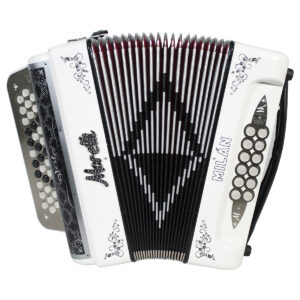 Acordeon Moretti Milan 34 Botones 3 Registros Tono de Sol Blanco 34 botones