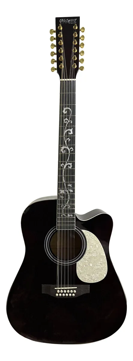 Guitarra Electroacústica Texana McCartney Color Wine Red, con Diseño en el Diapasón, Pastilla BFG-4117C-FM-EQ-WR