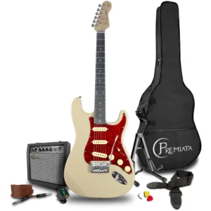 Paquete de Guitarra Eléctrica Premiata 016PK Estilo Single Cut Marfil