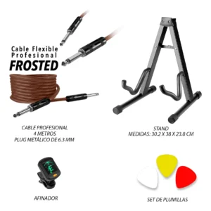 Paquete de Guitarra Eléctrica Premiata 016PK Estilo Single Cut Marfil