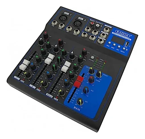 Mezcladora de Audio Radox 012-420 de 4 Canales con USB y Bluetooth