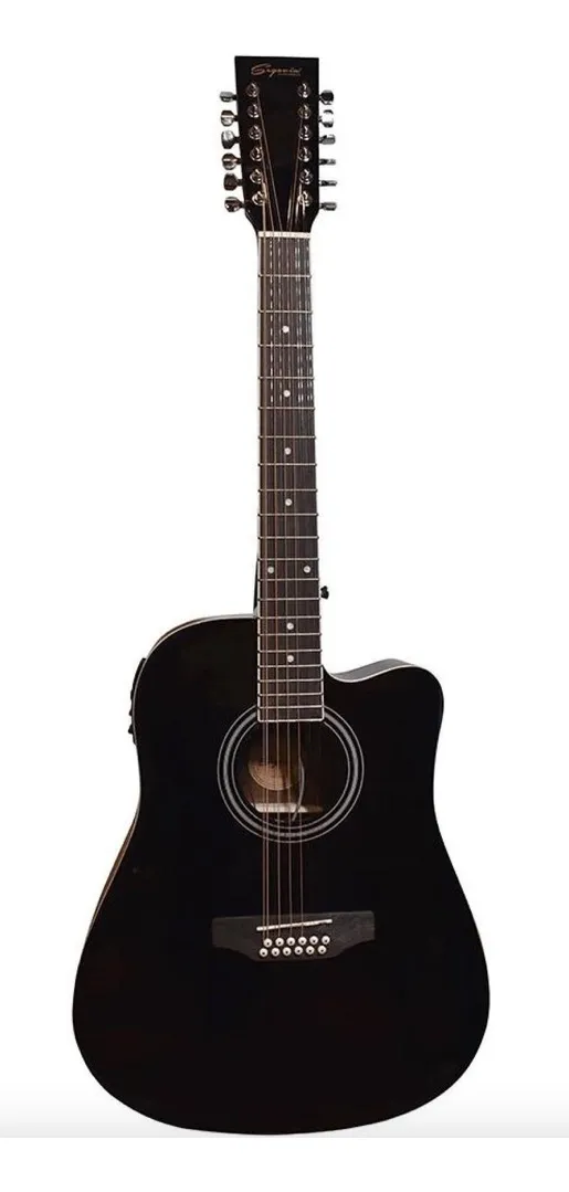 Guitarra Docerola Segovia SGC12BKA Negra Electroacústica 12 Cuerdas con Afinador
