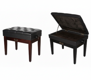 Banca para Piano Silvertone SLBC004 Negra Madera con Cajón Y Altura Ajustable 58X34