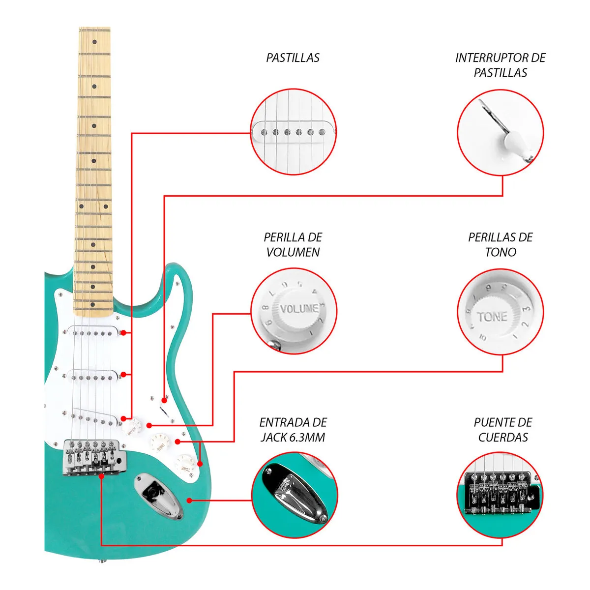 Paquete Guitarra Eléctrica Steelpro TC Series 032 Verde Sherwood 032-SK - Image 3