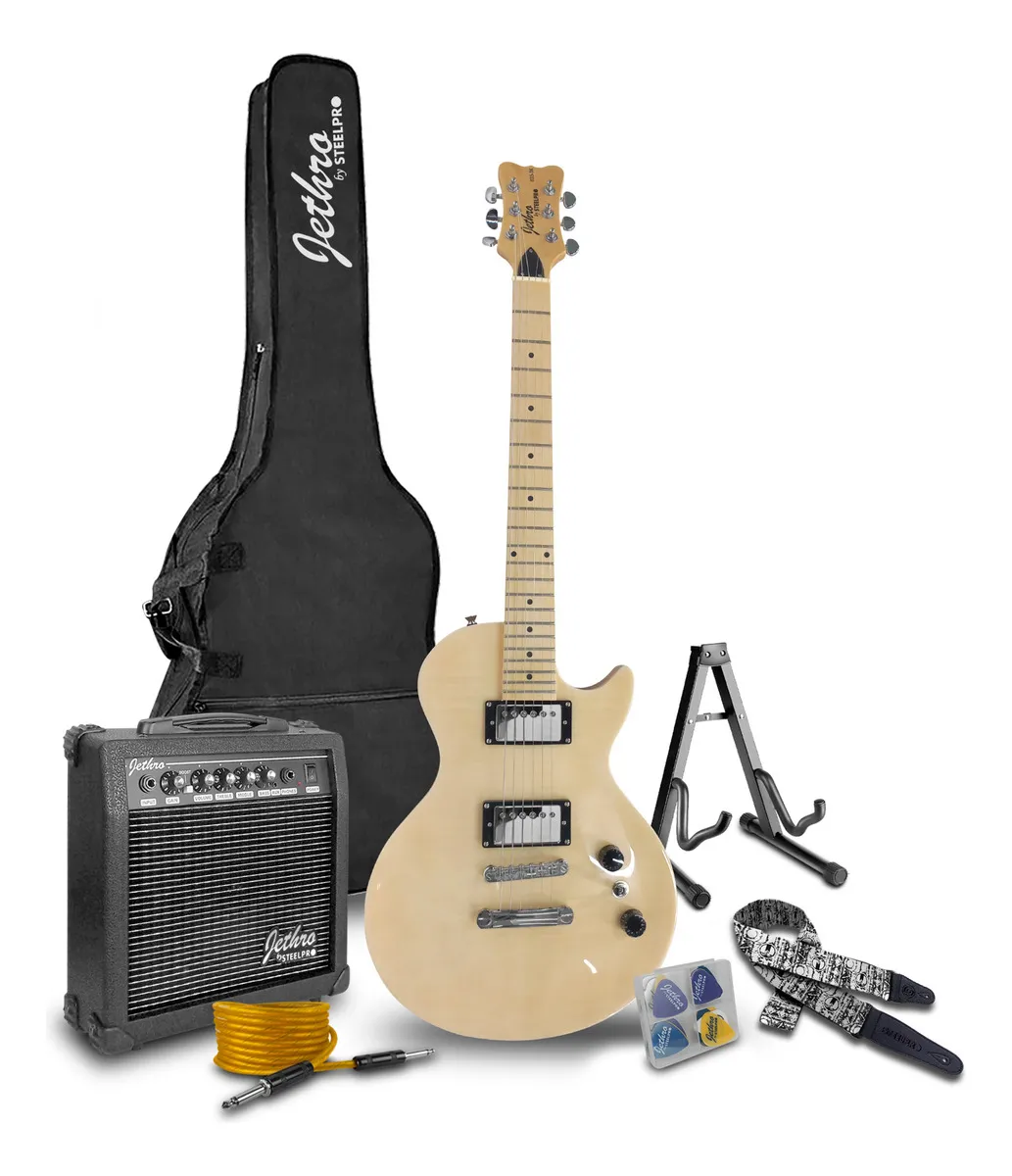 Paquete Guitarra Natural Flamed Steelpro TC 035-SK