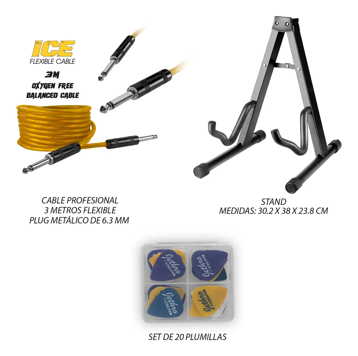 Paquete Guitarra Natural Flamed Steelpro TC 035-SK - Image 10