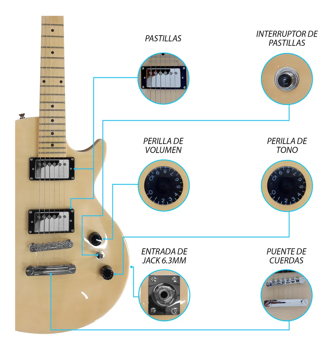 Paquete Guitarra Natural Flamed Steelpro TC 035-SK - Image 4