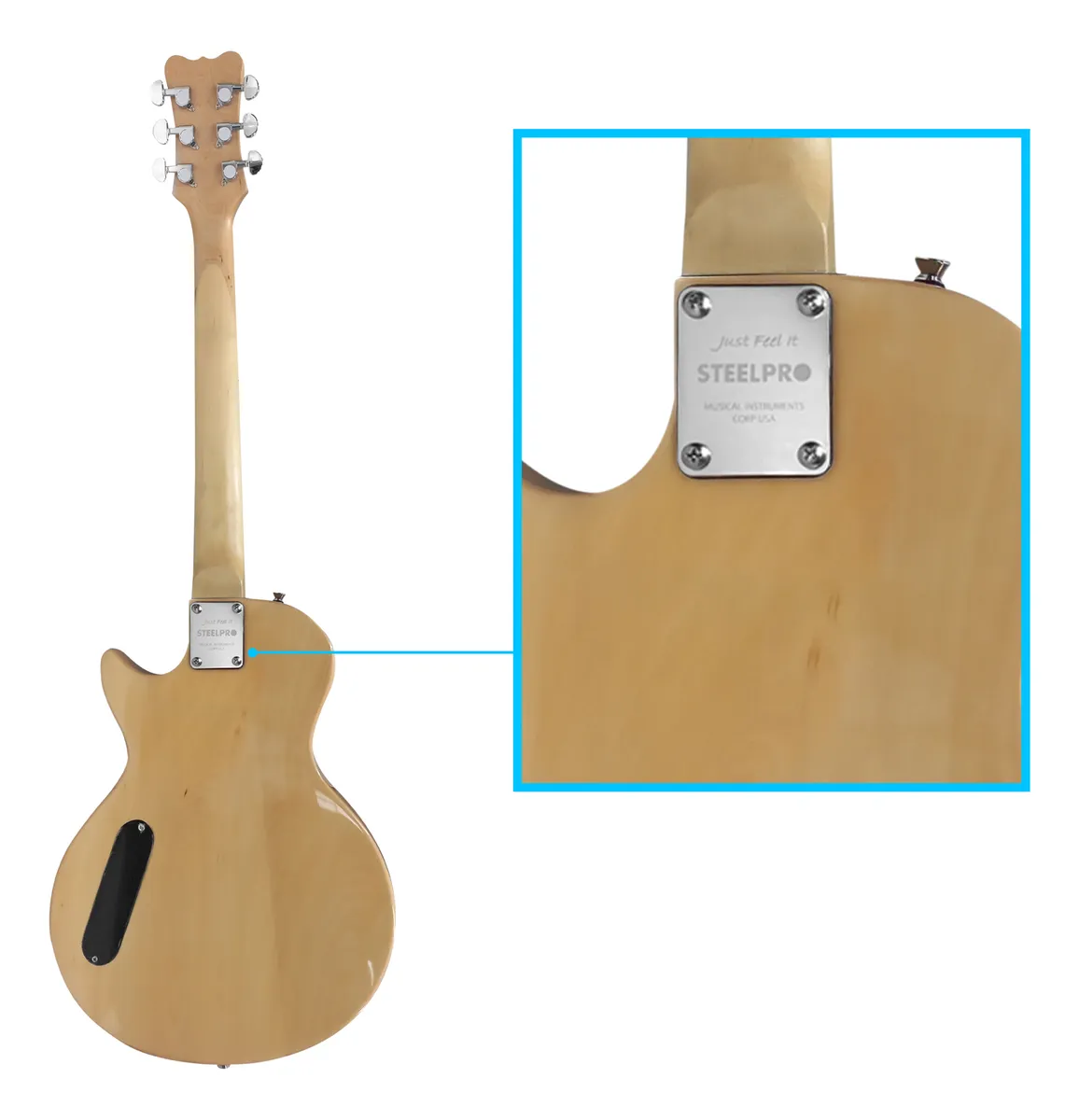 Paquete Guitarra Natural Flamed Steelpro TC 035-SK - Image 6