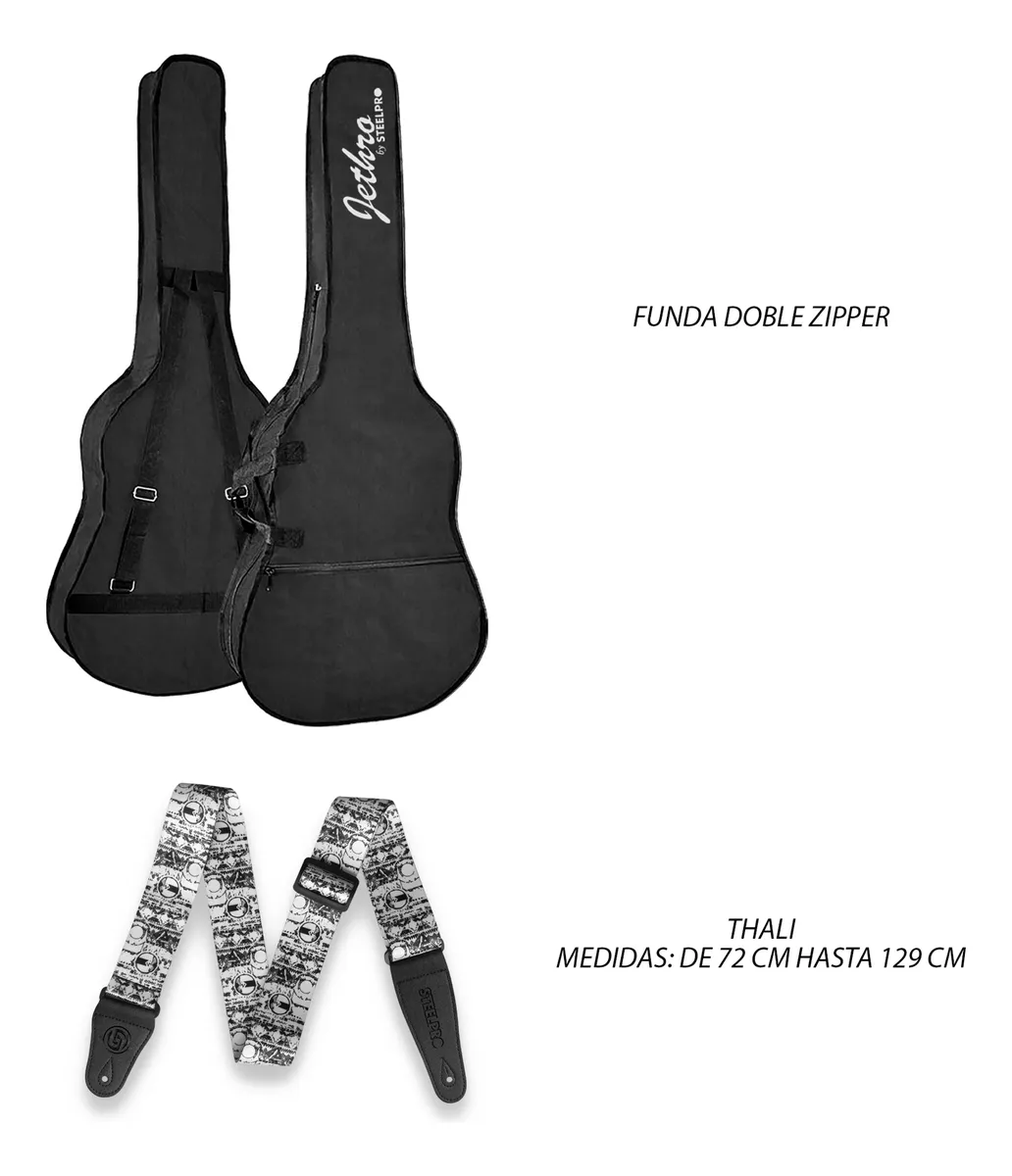 Paquete Guitarra Natural Flamed Steelpro TC 035-SK - Image 9