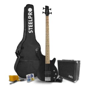 Paquete de Bajo Eléctrico de 4 Cuerdas Steelpro YB Series 503 Negro Satinado 503-SK