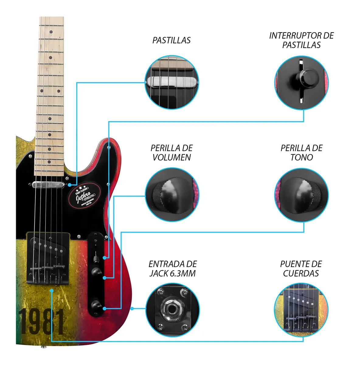 Guitarra SteelPro Bob Marley Reggea con Funda y Tahalí 074-SK - Image 3