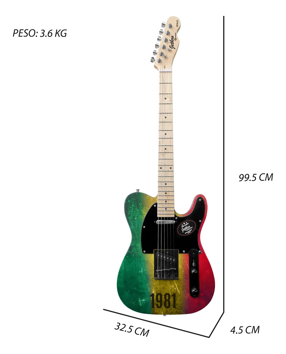 Guitarra SteelPro Bob Marley Reggea con Funda y Tahalí 074-SK - Image 4