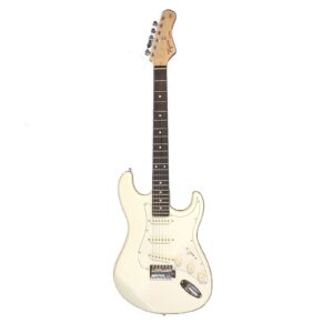 Guitarra Eléctrica Tipo Stratocaster Tagima, Color Blanco Olímpico con Mica Blanco Avejentado, Cuerpo Tilo Americano, Cabeza y Brazo Arce, Diapasón (Oscuro) Madera Técnica, Pastillas 03 Single Coils USA TG-500-OWH-DF-AWH