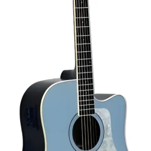 Guitarra Electroacústica Serie Latam Tagima Azul Satinado, Pastilla TEQ-8, Tapa de Abeto Sólido y Laterales de Agatis ANDES-EQ-LPBS-DF