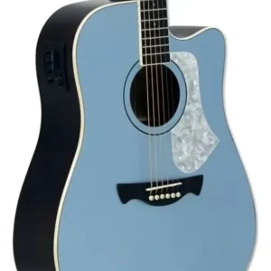 Guitarra Electroacústica Serie Latam Tagima Azul Satinado, Pastilla TEQ-8, Tapa de Abeto Sólido y Laterales de Agatis ANDES-EQ-LPBS-DF