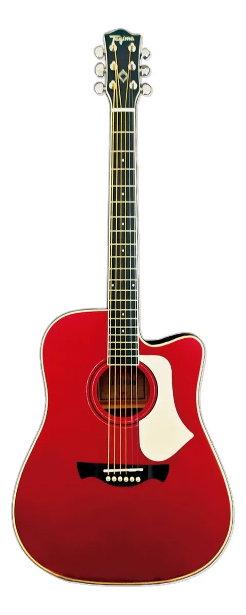 Guitarra Electroacústica Serie Latam Tagima Manzana Roja Satinada Pastilla TEQ-8, Tapa de Abeto Sólido y Laterales de Agatis ANDES-EQ-CAS-DF